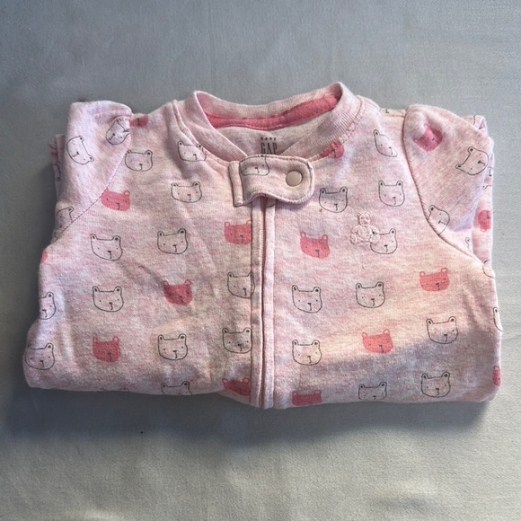 GAP Baby - Pink Baby Convertible Onesie Sleeper with Bear Pattern - Picture 1 of 4